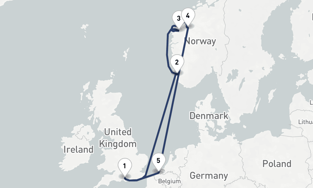 7 days, round-trip Norwegian Fjords 8日間