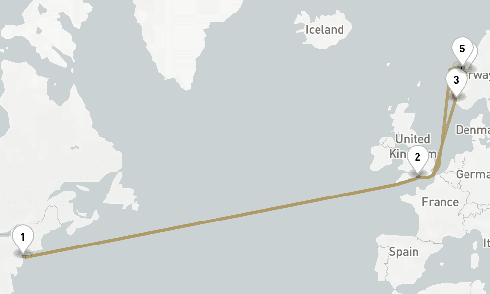 21 days, round-trip Norwegian Fjords 22日間