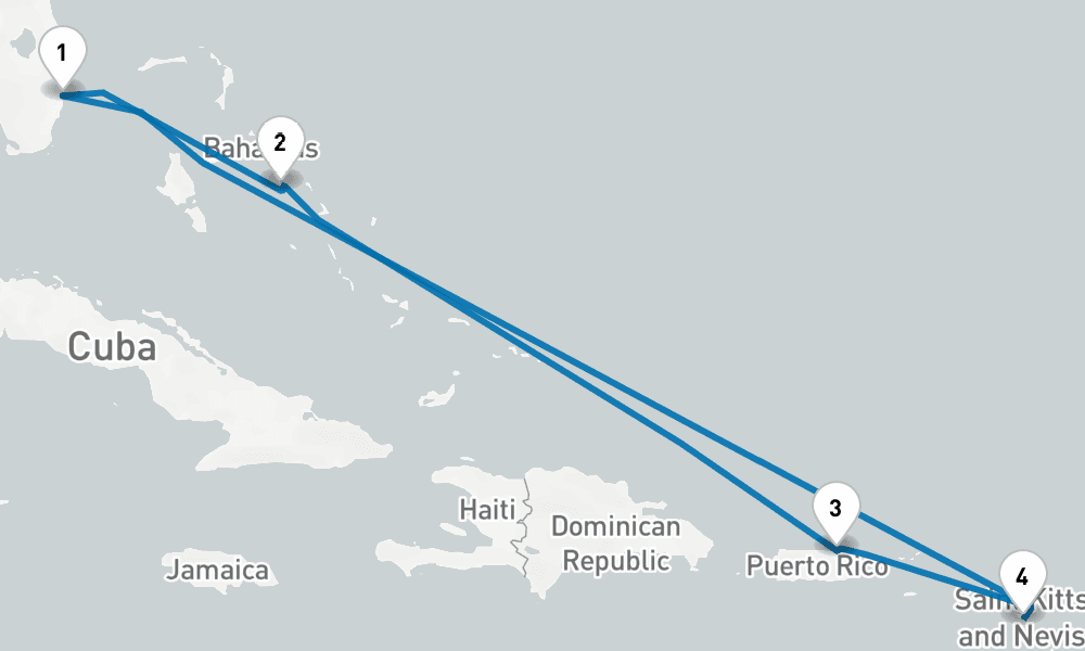 7 days, round-trip Eastern Caribbean with Puerto Rico Holiday 8日間