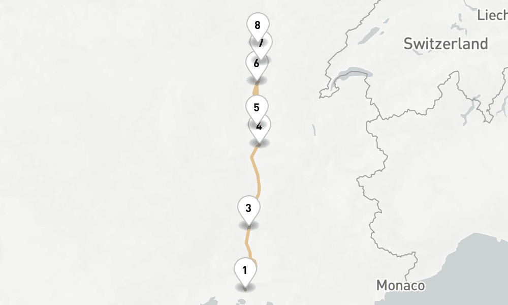 6 nights / 7 days, one-way from Arles to Chalon-sur-Saone