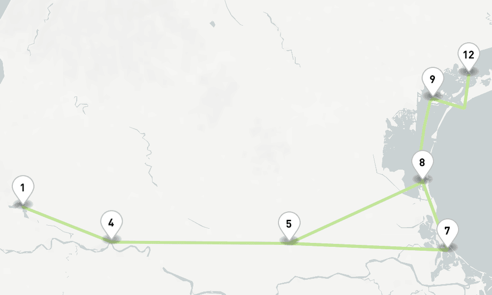 6 nights / 7 days, one-way from Mantua to Venice