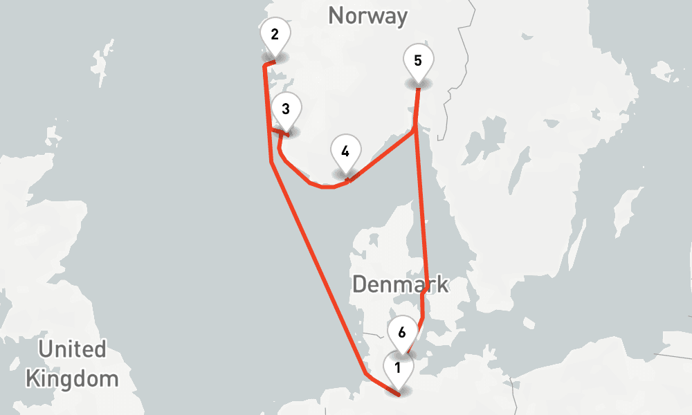 7 nights / 8 days, one-way from Hamburg to Kiel