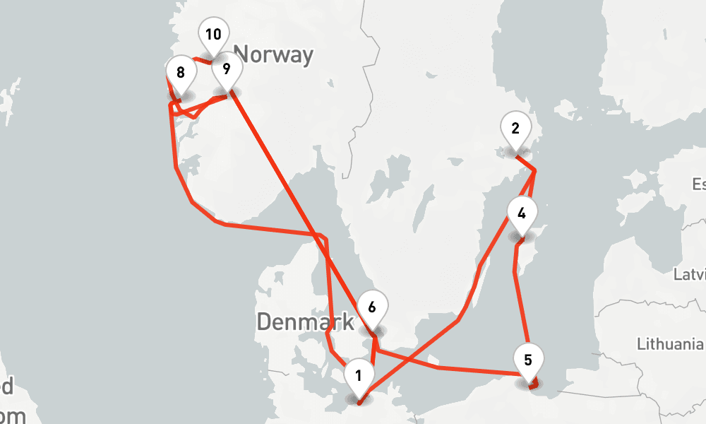 14 nights / 15 days, Warnemunde (Rostock, Germany) Round trip
