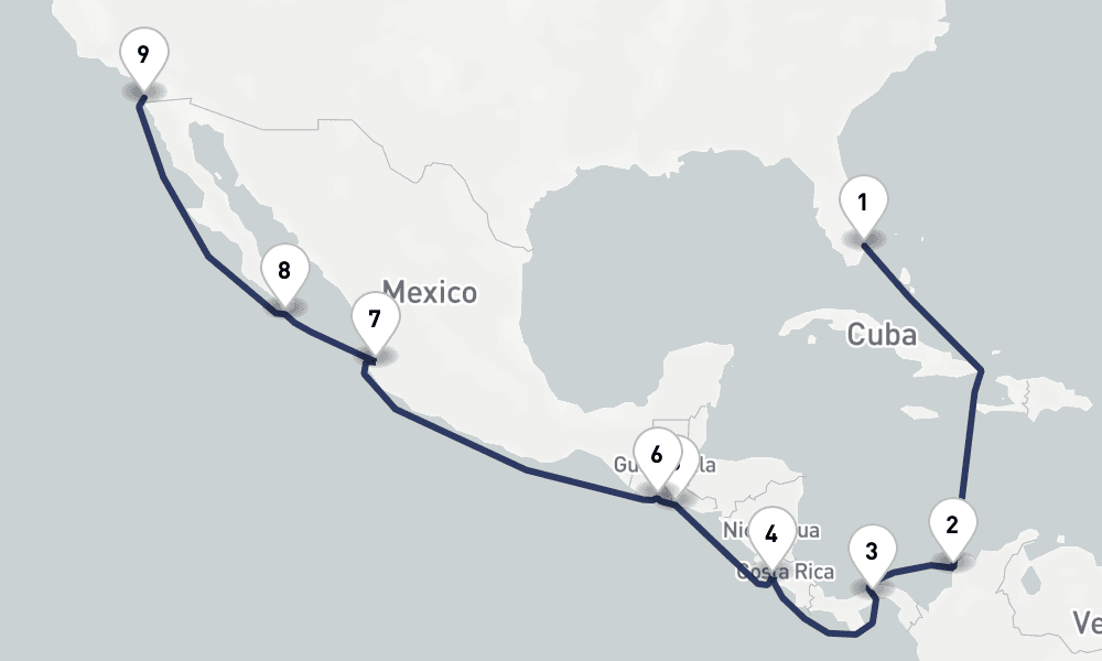 15 days, one-way from Fort Lauderdale to San Diego 16日間