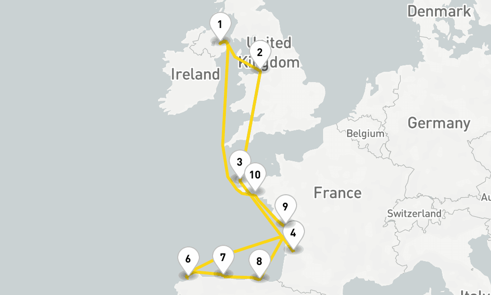 14 days, round-trip Delights Of Western France Spain Explorer 15日間