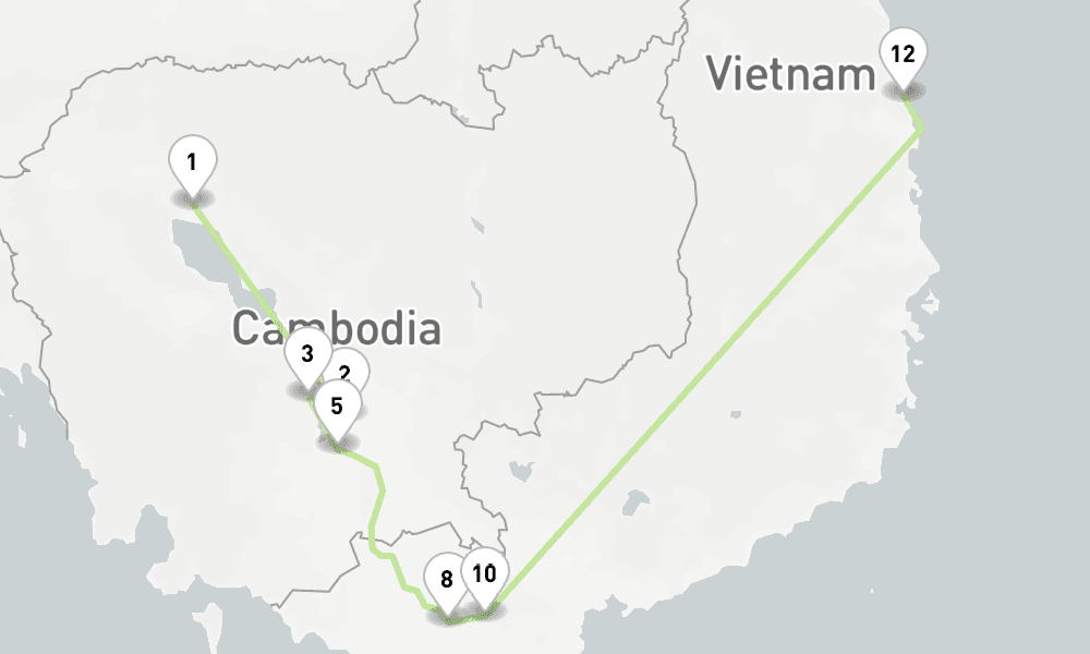 8 days, one-way from Siem Reap to Saigon 9日間