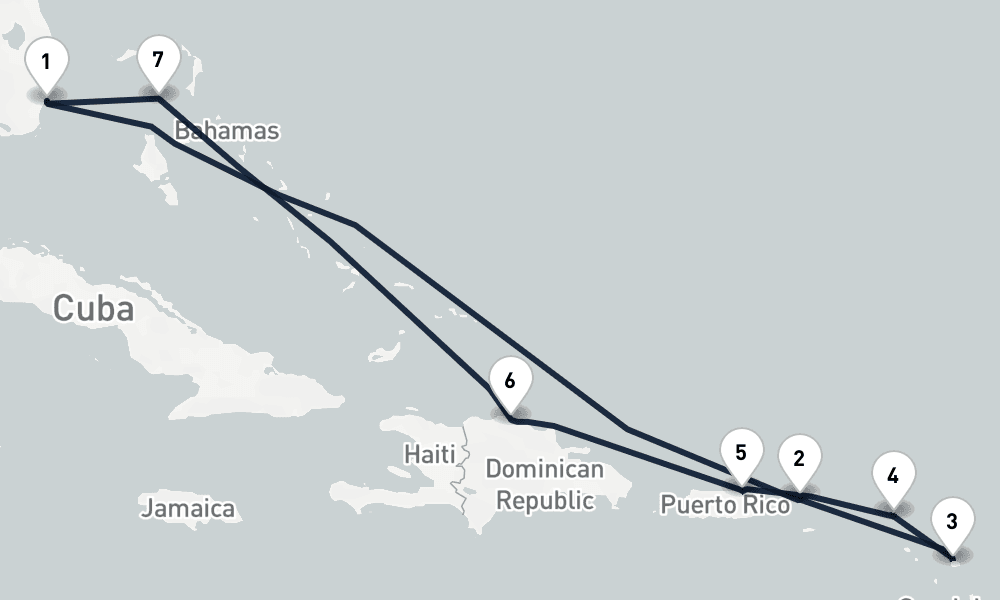 10 days, round-trip Captivating Island Rhythms Miami to Miami 11日間