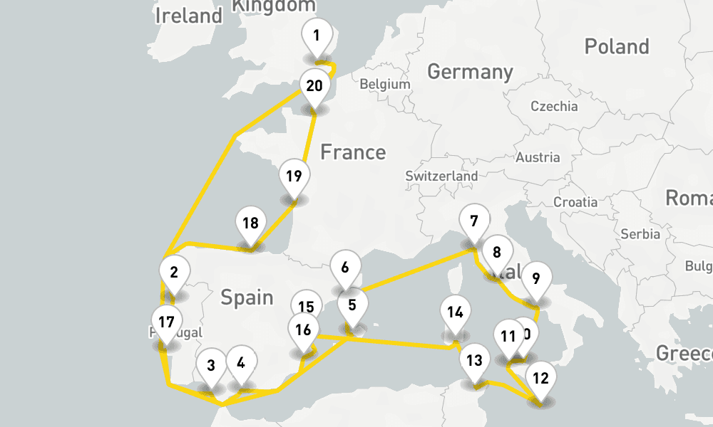 31 days, round-trip Classical Mediterranean 32日間