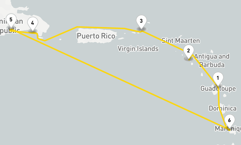 7 days, round-trip Caribbean Antilles from Guadeloupe 8日間