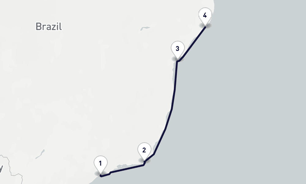 4 days, one-way from Santos to Maceio 5日間