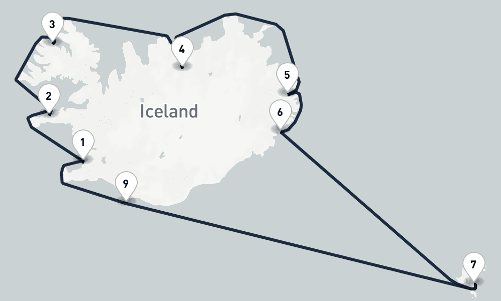 10 days, round-trip Icelandic Revelation Reykjavik to Reykjavik 11日間