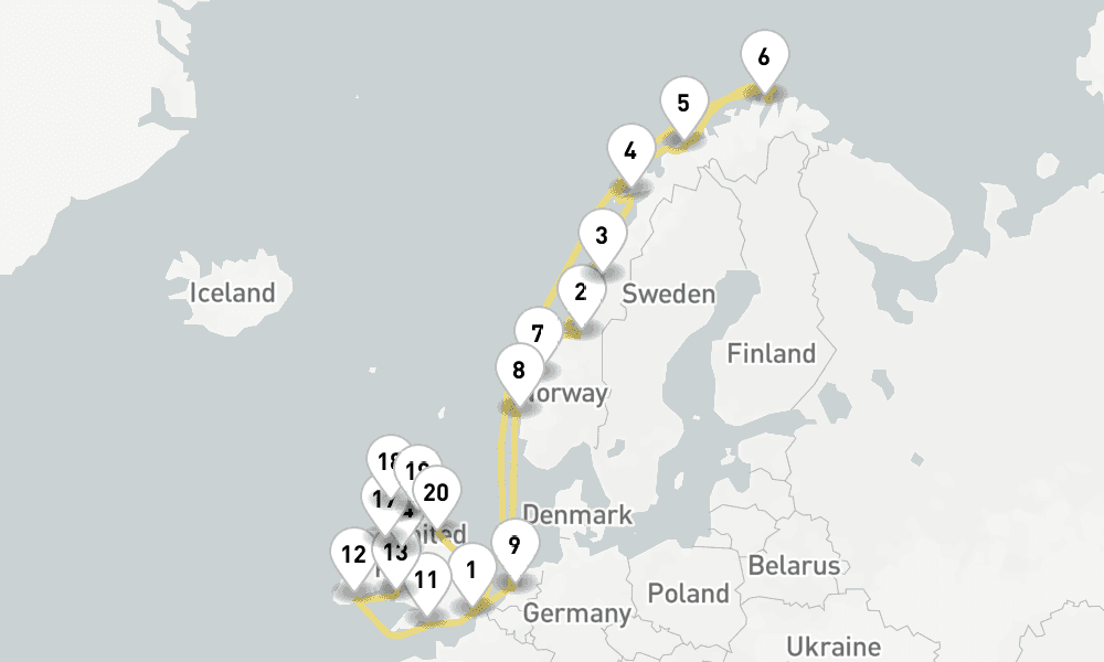 28 days, round-trip Midnight Sun Midsummer The British Isles 29日間