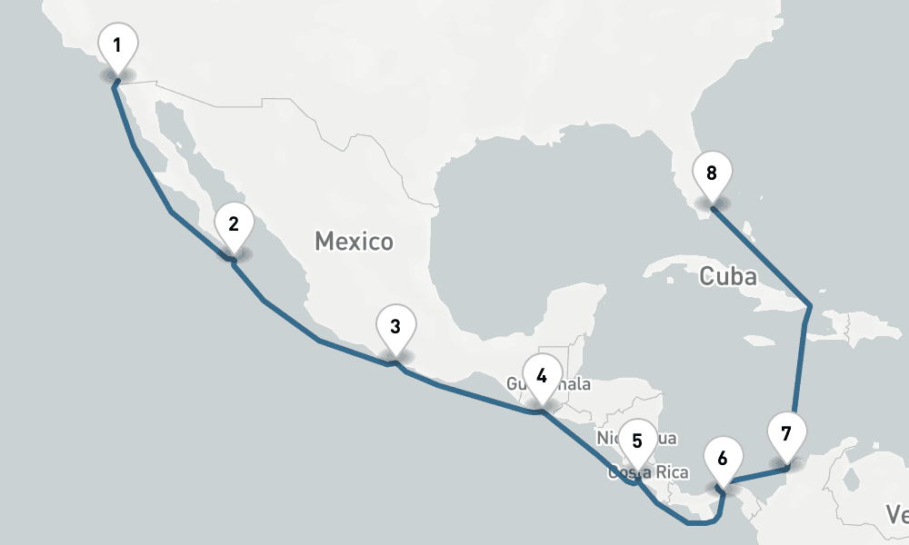 15 days, one-way from San Diego to Miami 16日間