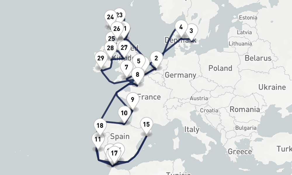 42 days, round-trip Solar Eclipse British Isles 43日間