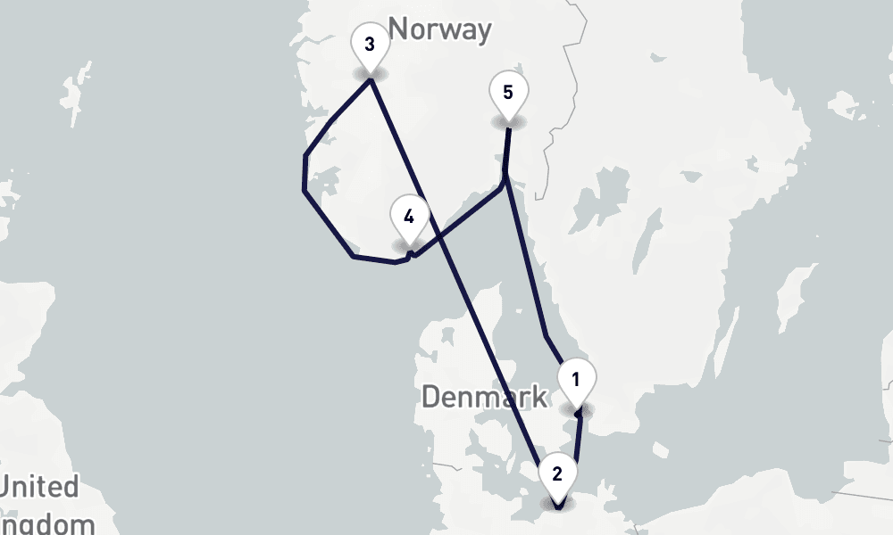 7 days, round-trip Northern Europe 8日間