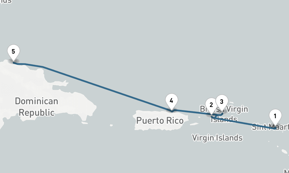 11 days, round-trip Caribbean Round-Trip Philadelphia Dominican Republic St. Thomas 12日間