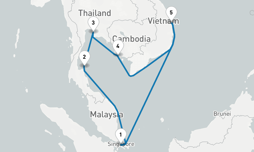 9 days, round-trip Southeast Asia 10日間
