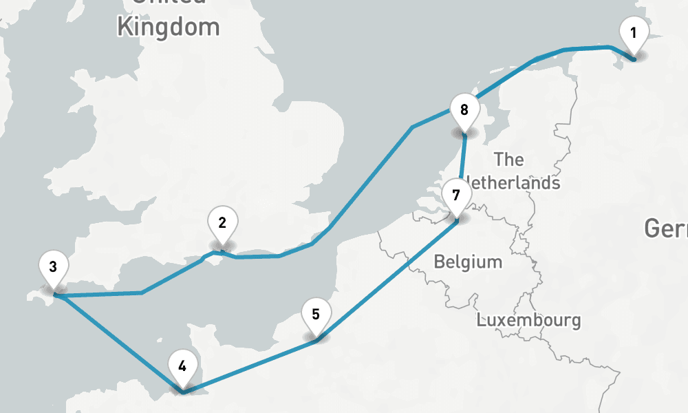 10 days, round-trip Westeuropas Highlights am armelkanal 11日間