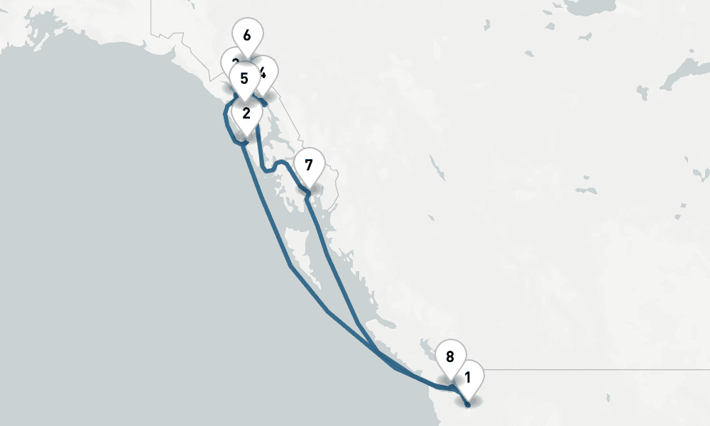 10 days, round-trip Alaska Round-trip Seattle Glacier Bay, Skagway Juneau 11日間