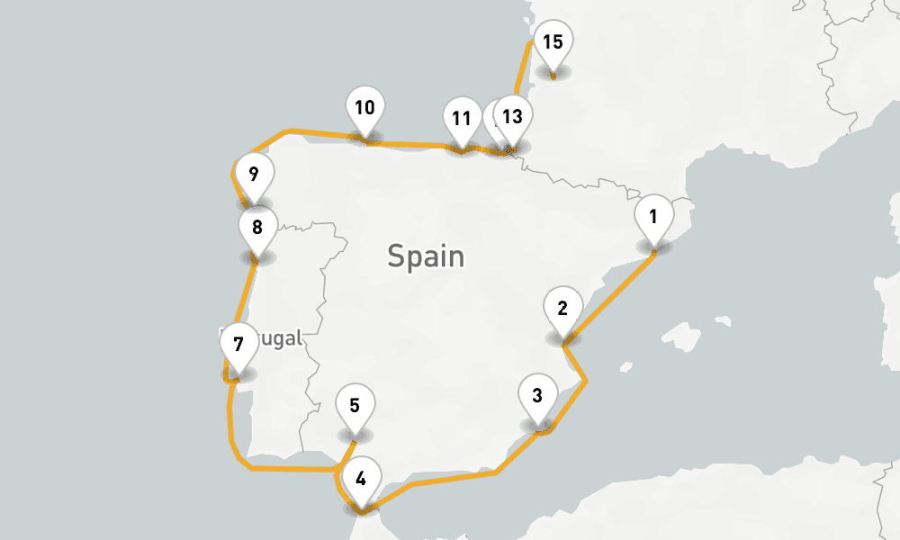 16 days, one-way from Barcelona to Bordeaux 17日間