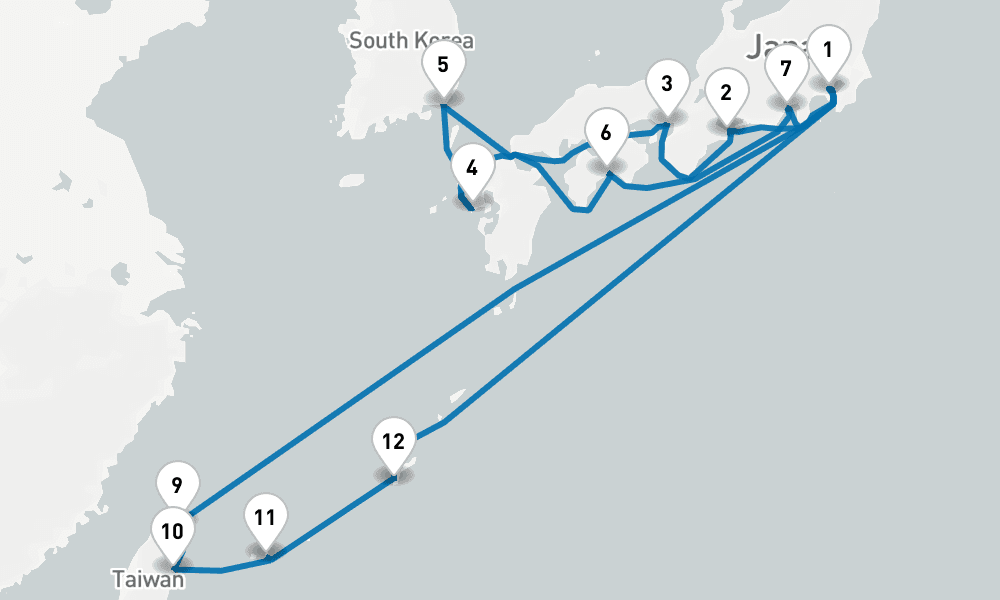 18 days, round-trip Grand Japan with Okinawa Taiwan 19日間