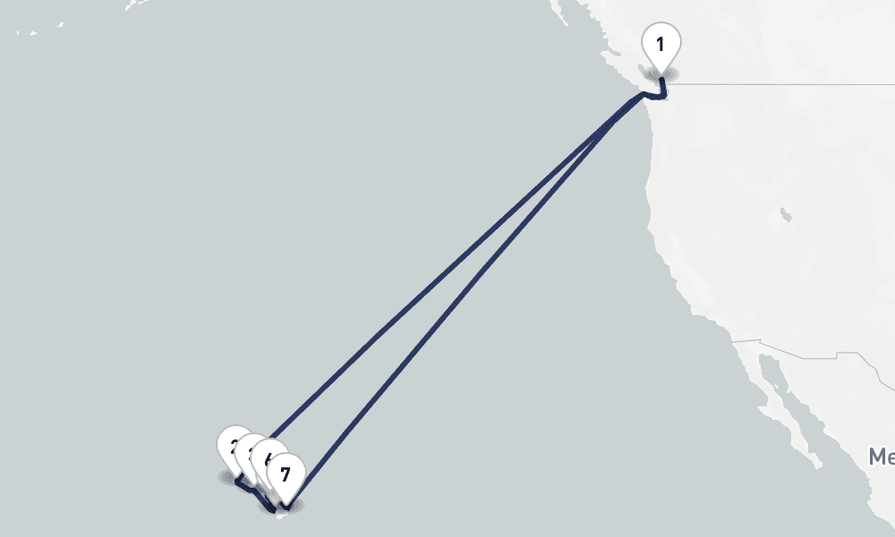 17 days, round-trip Circle Hawaii 18日間