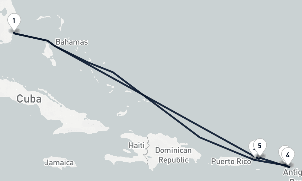 9 days, round-trip Sunlit Caribbean Gems Miami to Miami 10日間
