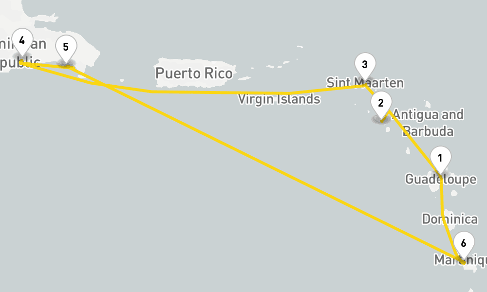 7 days, round-trip Caribbean Antilles from Guadeloupe 8日間