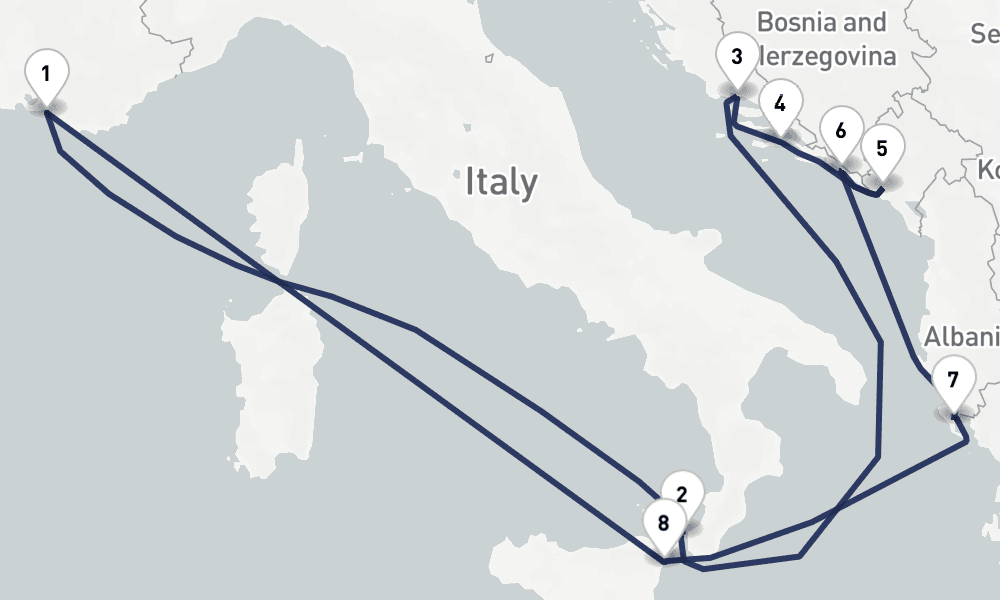 12 days, round-trip 12 Nuit Splendeurs de lAdriatique 13日間