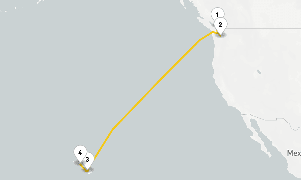12 days, one-way from Vancouver to Honolulu 13日間