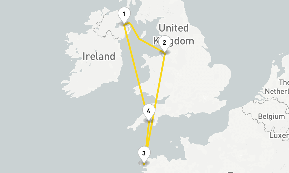6 days, round-trip Highlights Of Devon And Brittany 7日間