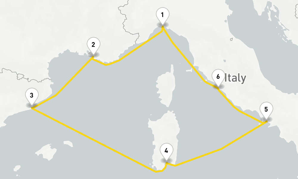 7 days, round-trip Western Mediterranean from Genoa 8日間