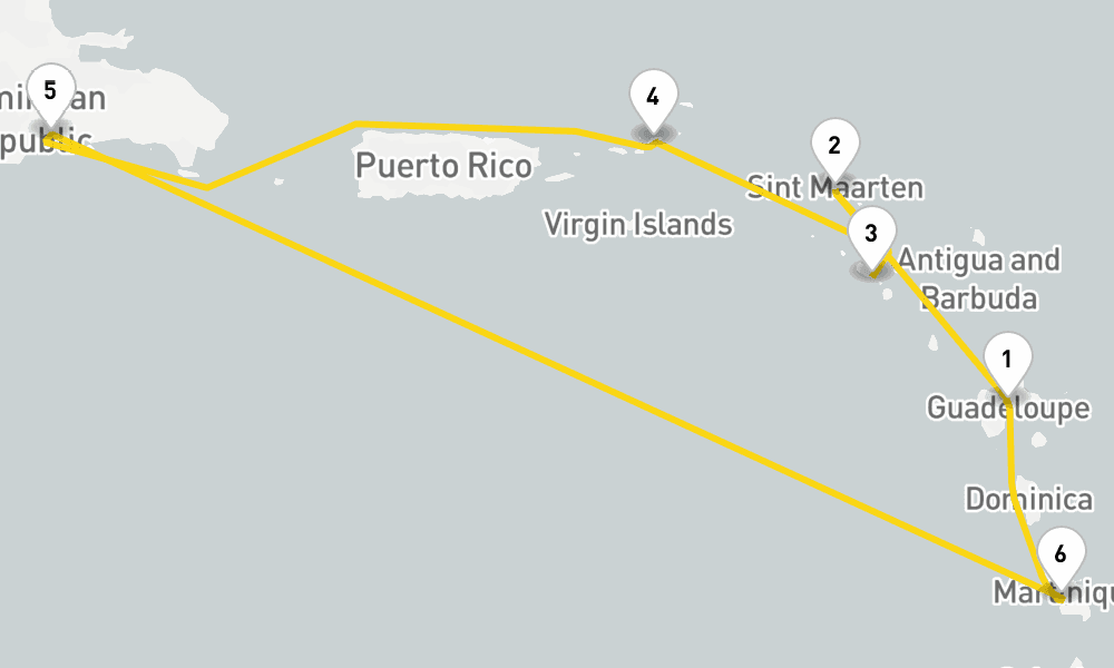 7 days, round-trip Caribbean Antilles from Guadeloupe 8日間