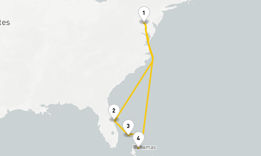 8 days, round-trip Southeast Coast Bahamas 9日間