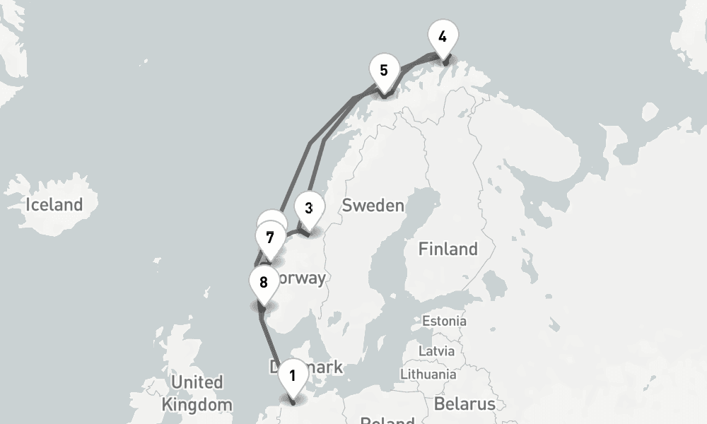 12 days, round-trip - Norwegens Fjordwelten Mit Nordkap - AbBis Bremerhaven 13日間