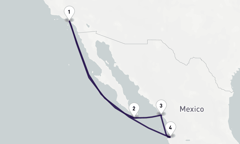 7 days, round-trip Hollywood Sunsets Mexican Horizons 8日間