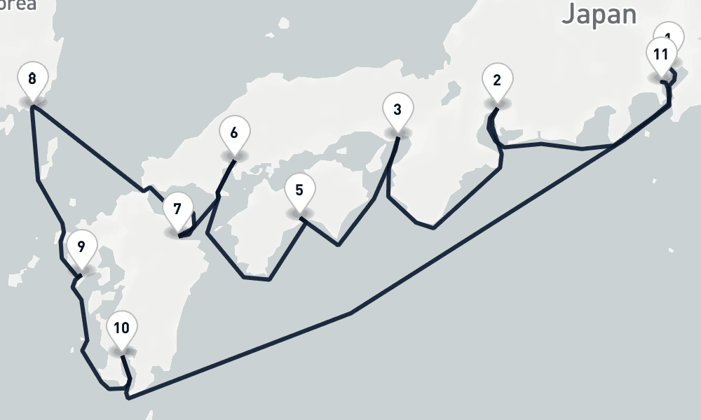 12 days, one-way from Tokyo to Yokohama 13日間