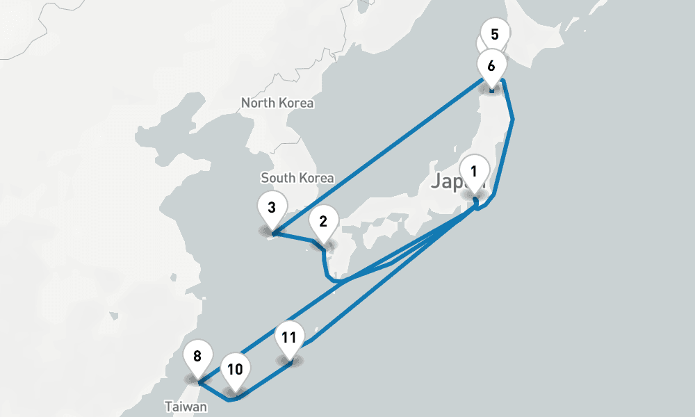 19 days, round-trip Hokkaido Spring Flowers with Okinawa Taiwan 20日間