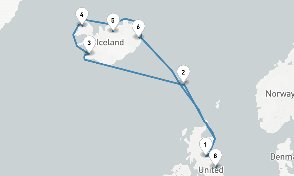 13 nights / 14 days, one-way from Edinburgh (Leith, Scotland) to Newcastle (England)