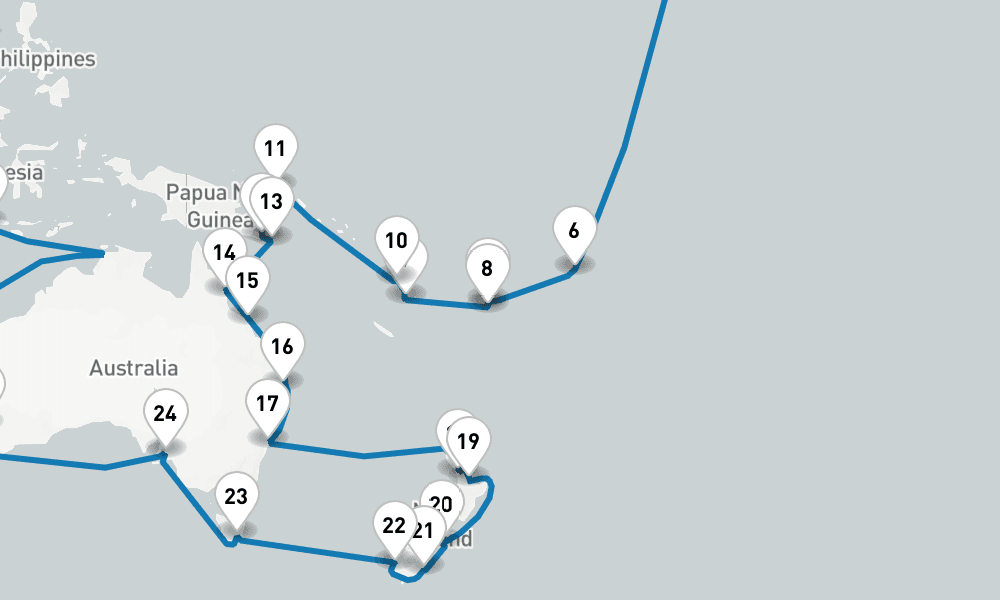 114 days, round-trip World Cruise Grand Circle Pacific - Roundtrip Los Angeles 115日間