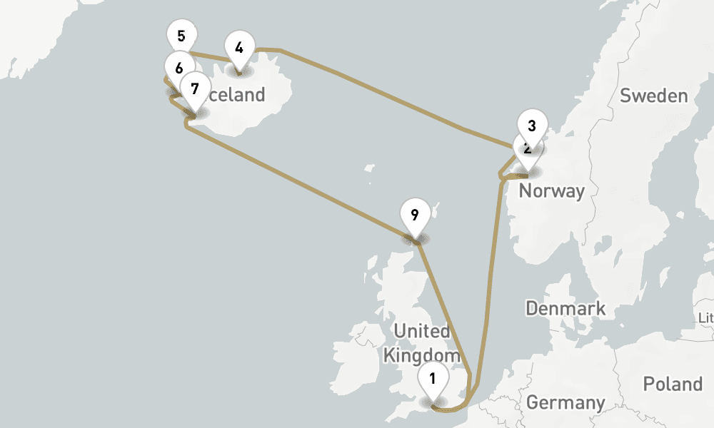 16 days, round-trip Iceland And Norway 17日間