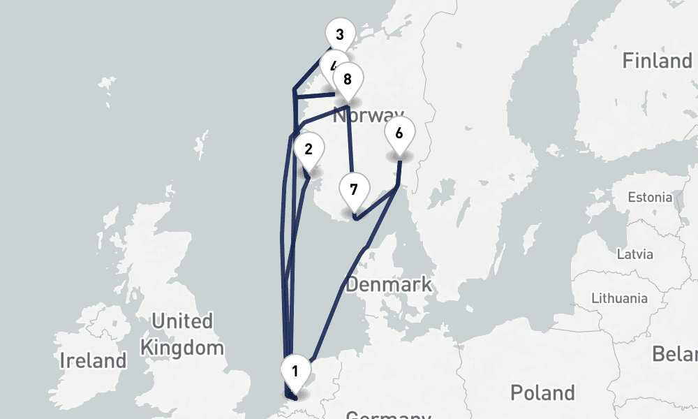 14 days, round-trip Fjords Of Norway Collectors Voyage 15日間