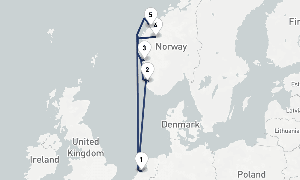 7 days, round-trip Norwegian Fjords 8日間