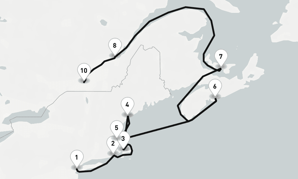 11 days, one-way from New York to Montreal 12日間