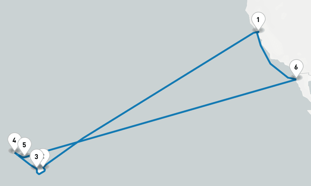 16 days, round-trip Hawaiian Islands 17日間