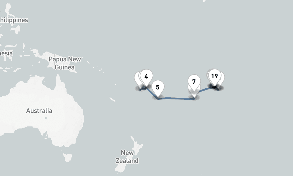 20 days, one-way from Lautoka to Papeete 21日間
