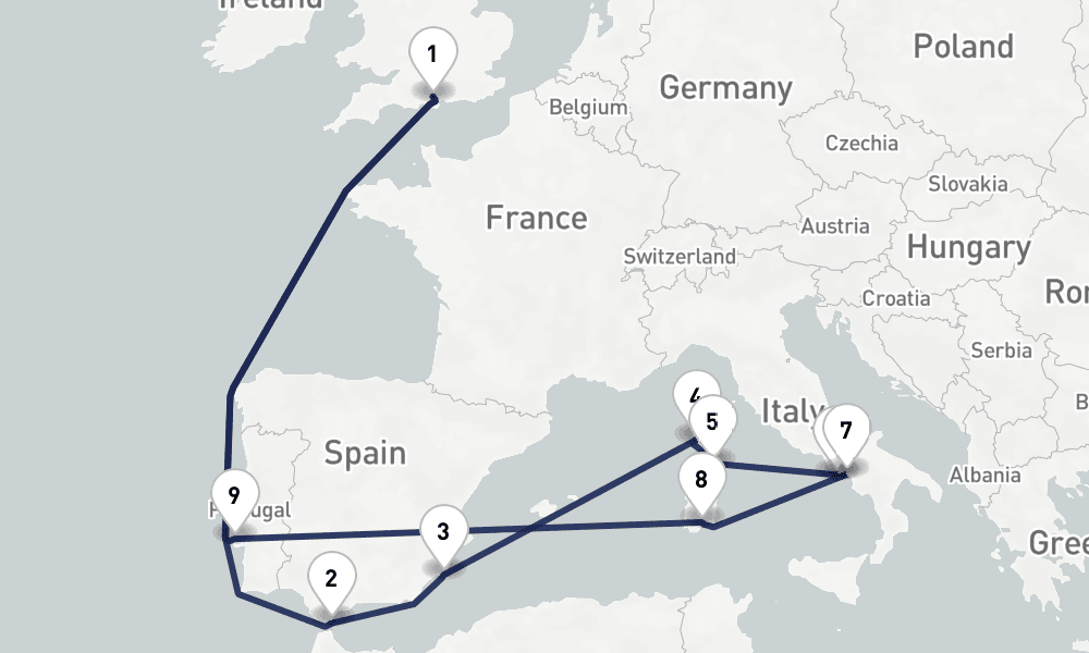 18 days, round-trip Discovering Italy with the Amalfi Coast 19日間
