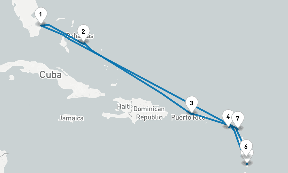 10 days, round-trip Southern Caribbean with Martinique 11日間