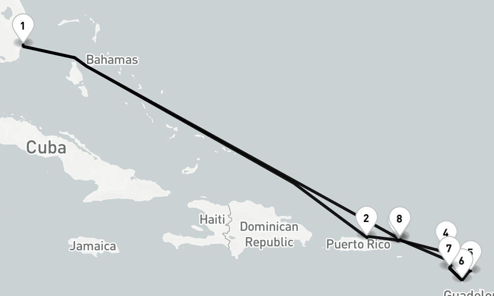 12 nights / 13 days, Miami (Florida) Round trip