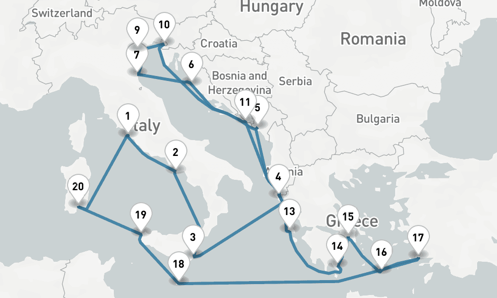 23 days, round-trip Europe Mediterranean - Civitavecchia Rome To Civitavecchia Rome 24日間
